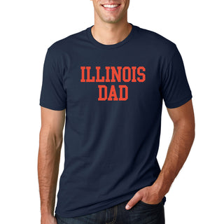 Illinois Fighting Illini Basic Block Dad Premium Cotton T Shirt - Midnight Navy