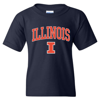 University of Illinois Fighting Illini Arch Logo Cotton Youth T-Shirt - Navy