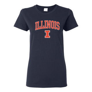 University of Illinois Fighting Illini Arch Logo Cotton Women's T-Shirt - Navy