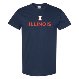 University of Illinois Fighting Illini Institutional Logo Cotton T-Shirt - Navy