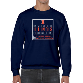 University of Illinois Fighting Illini Box Label Crewneck - Navy