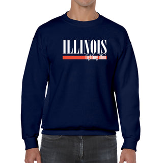 University of Illinois Fighting Illini Boldline Basic Cotton Crewneck Sweatshirt - Navy