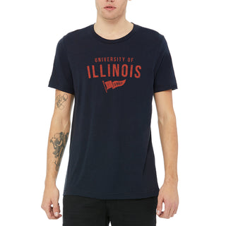 University of Illinois Fighting Illini 1867 Banner Canvas Short Sleeve Triblend T-Shirt - Solid Navy