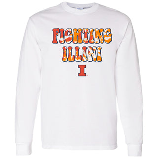 Illinois Tie Dye Type Long Sleeve - White