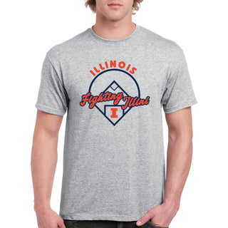 Illinois Fighting Illini Baseball Field T Shirt - Sport Grey