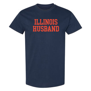 Illinois Fighting Illini Basic Block Husband T Shirt - Navy