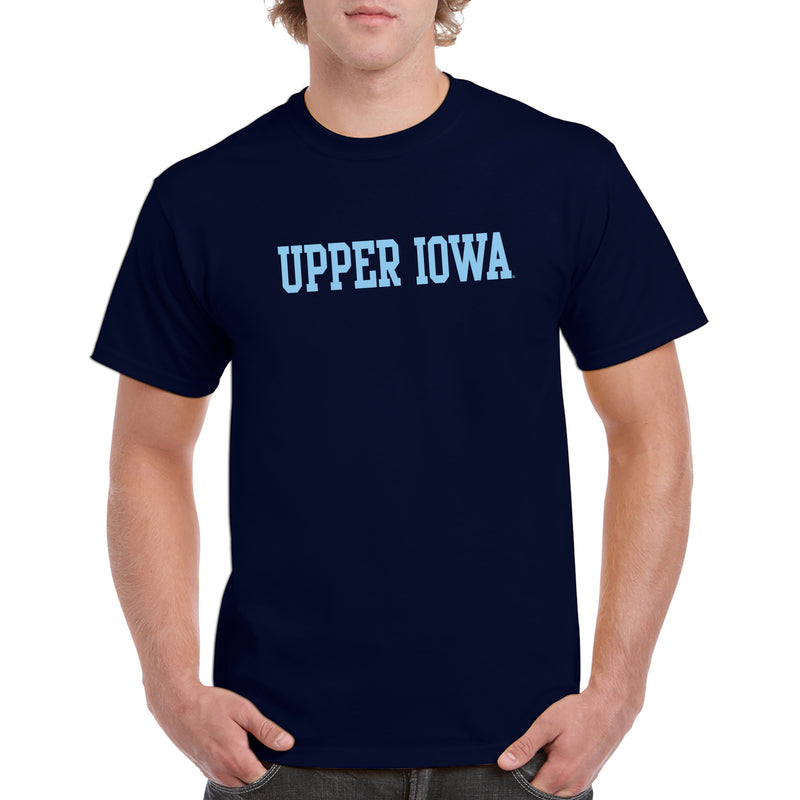 Upper Iowa University Peacocks Basic Block Cotton Short Sleeve T Shirt - Navy