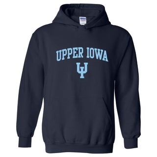 Upper Iowa University Peacocks Arch Logo Heavy Blend Hoodie - Navy