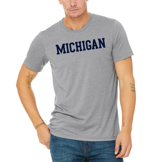 Michigan Wolverines Basic Block Triblend T Shirt - Athletic Grey