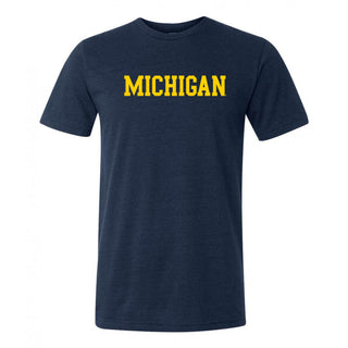 Michigan Basic Block Canvas Triblend T-Shirt - Solid Navy Triblend