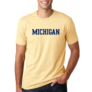 Basic Block University of Michigan Next Level Premium Cotton Short Sleeve T Shirt - Banana Cream