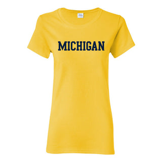 Basic Block University of Michigan Women's Basic Cotton Short Sleeve T Shirt - Daisy