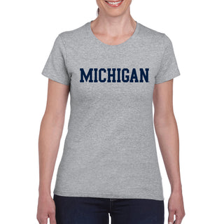 Basic Block University of Michigan Women's Basic Cotton Short Sleeve T Shirt - Sport Grey