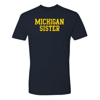 Michigan Wolverines Basic Block Sister Premium Cotton T Shirt - Midnight Navy