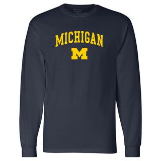 Michigan Arch Logo Champion Long Sleeve - Navy