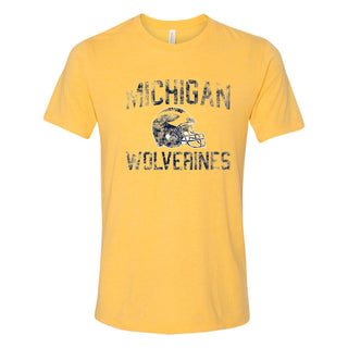 Michigan Faded Football Helmet Triblend T-Shirt - Yellow Gold Triblend