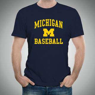 Arch Logo Baseball University of Michigan Next Level Short Sleeve T Shirt - Midnight Navy