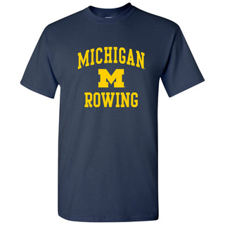 Arch Logo Rowing University of Michigan Basic Cotton Short Sleeve T Shirt - Navy