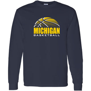 Basketball Shadow University of Michigan Basic Cotton Long Sleeve T Shirt- Navy