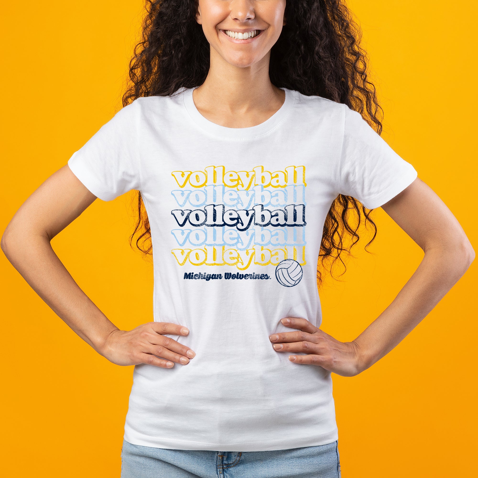 Michigan Wolverines Volleyball Repeat Womens T Shirt - White