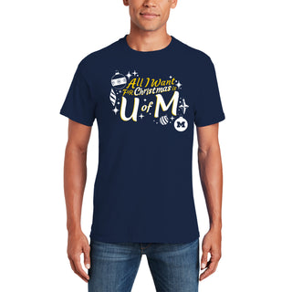 Michigan Wolverines All I Want For Christmas Is U of M T Shirt - Navy