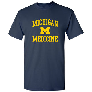 Michigan Wolverines Arch Logo Medicine Basic Cotton Short Sleeve T-Shirt - Navy