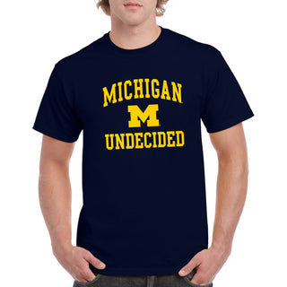 Arch Logo Undecided University of Michigan Basic Cotton Short Sleeve T-Shirt - Navy