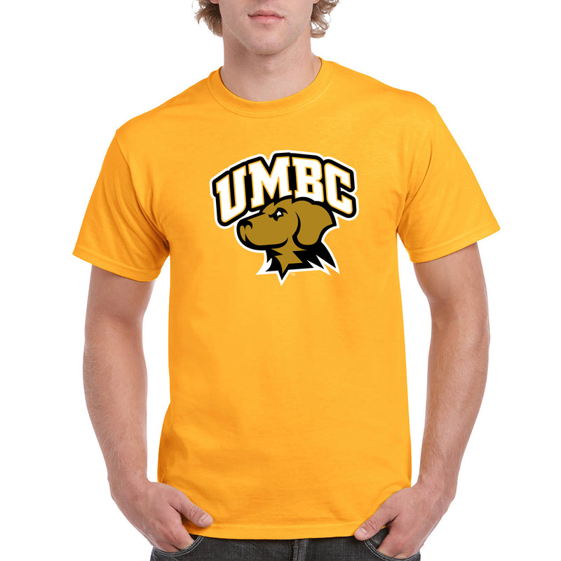 University of Maryland Baltimore County Retrievers Arch Logo Short Sleeve T Shirt - Gold