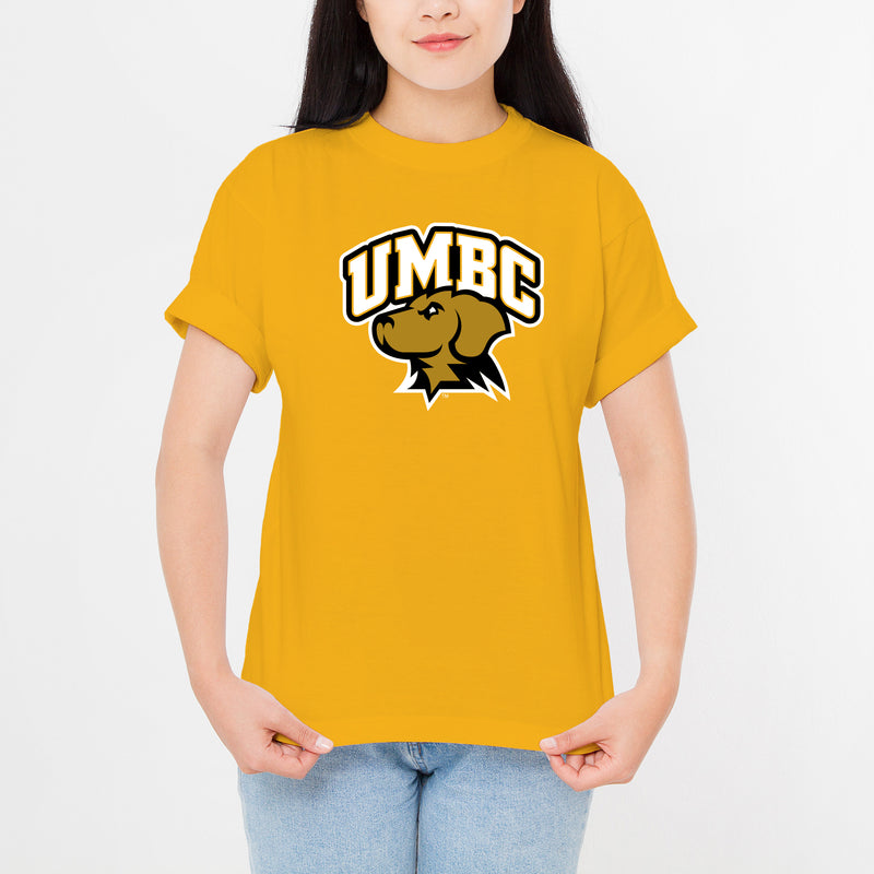 University of Maryland Baltimore County Retrievers Arch Logo Short Sleeve T Shirt - Gold