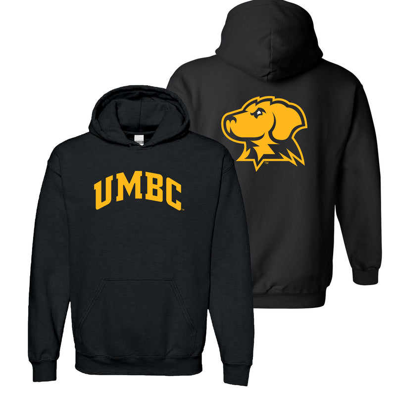 University of Maryland Baltimore County Retrievers Front Back Print Heavy Blend Hoodie - Black