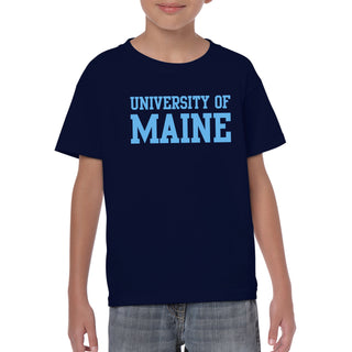 Maine Black Bears Basic Block Youth T Shirt - Navy