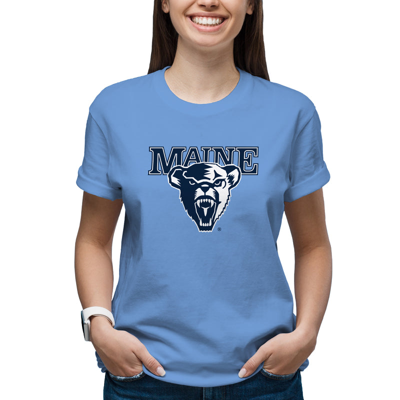 Maine Black Bears Primary Logo T Shirt - Carolina Blue
