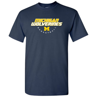 Basketball Tech University of Michigan Basic Cotton Short Sleeve T Shirt - Navy