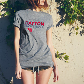 University of Dayton Flyers Basketball Sketch Cotton Short Sleeve T Shirt - Sport Grey