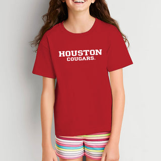 University of Houston Cougars Basic Block Youth Short Sleeve T Shirt - Red