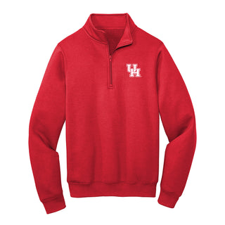 Houston Cougars Primary Logo Left Chest 1/4 Zip Sweatshirt - Red