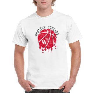 University of Houston Cougars Basketball Dribble Basic Cotton Short Sleeve T Shirt - White