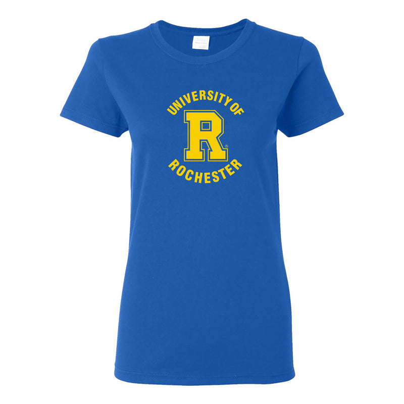 University of Rochester Yellowjackets Arch Logo Womens Short Sleeve T Shirt - Royal