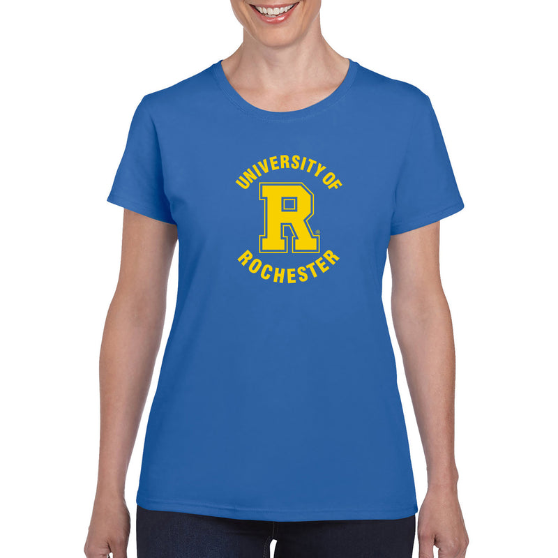 University of Rochester Yellowjackets Arch Logo Womens Short Sleeve T Shirt - Royal