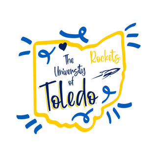 University of Toledo Rockets Playful Sketch Basic Cotton Short Sleeve T Shirt - White