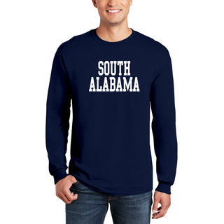 South Alabama Jaguars Basic Block Long Sleeve T Shirt - Navy