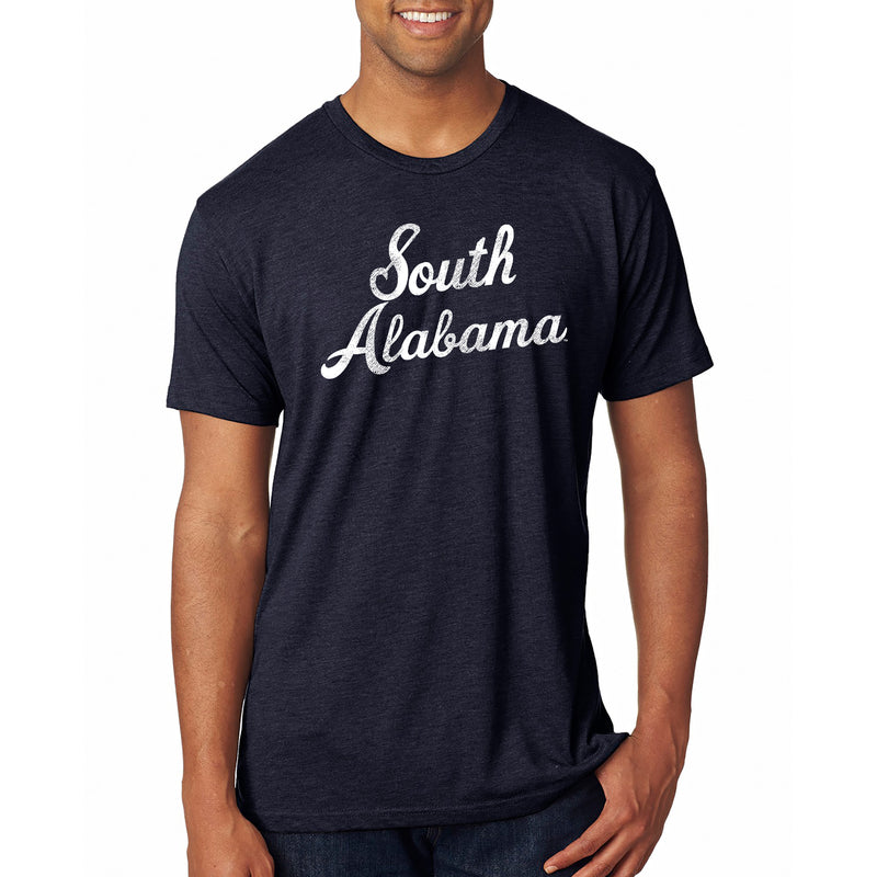 South Alabama Jaguars Script Logo Triblend T Shirt - Vintage Navy
