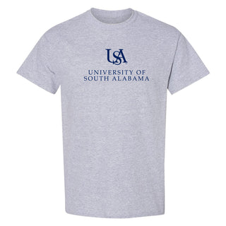 South Alabama Jaguars Institutional Logo T Shirt - Sport Grey