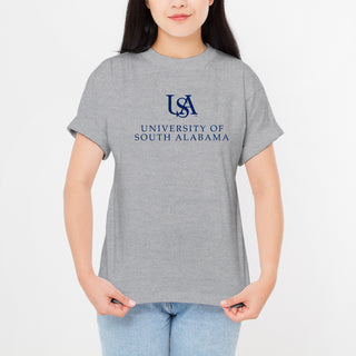 South Alabama Jaguars Institutional Logo T Shirt - Sport Grey