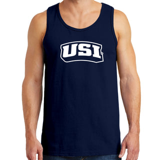 University of Southern Indiana Screaming Eagles Basic Block Heavy Cotton Tank Top - Navy