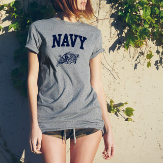 United States Naval Academy Midshipmen Arch Logo Short Sleeve T Shirt - Sport Grey