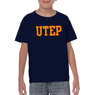 University of Texas at El Paso Miners Basic Block Short Sleeve Youth T Shirt - Navy