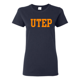 University of Texas at El Paso Miners Basic Block Short Sleeve Womens T Shirt - Navy