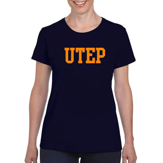 University of Texas at El Paso Miners Basic Block Short Sleeve Womens T Shirt - Navy