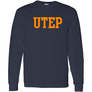 University of Texas at El Paso Miners Basic Block Long Sleeve T Shirt - Navy
